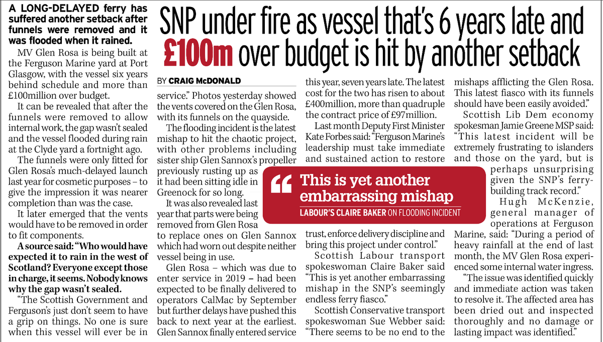 The SNP ferry fiasco continues.

Noah built his ark faster — and he didn’t even have a budget.