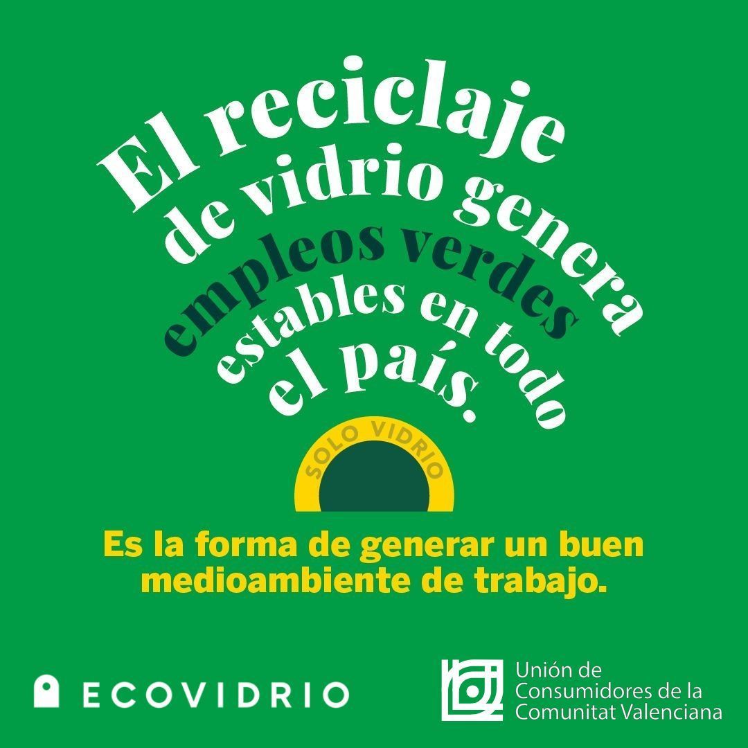 Unió de Persones Consumidores (@ucvalencia) on Twitter photo El reciclaje de vidrio genera empleos verdes y estables, creando un medio ambiente de trabajo positivo. 🌿💼 Recicla y contribuye a un futuro sostenible. 🍾♻️ <a href="/Ecovidrio/">Ecovidrio 🌍</a> #VidrioTransparente #ClaroComoElVidrio El reciclaje de vidrio genera empleos verdes y estables, creando un medio ambiente de trabajo positivo. 🌿💼 Recicla y contribuye a un futuro sostenible. 🍾♻️ <a href="/Ecovidrio/">Ecovidrio 🌍</a> #VidrioTransparente #ClaroComoElVidrio