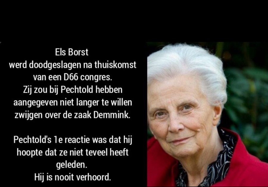 BM Delft: Is dit de beloning voor Pechtold? Dat ie de #Demminkdoofpot beschermt? Dat daarvoor Els Borst is vermoord?
