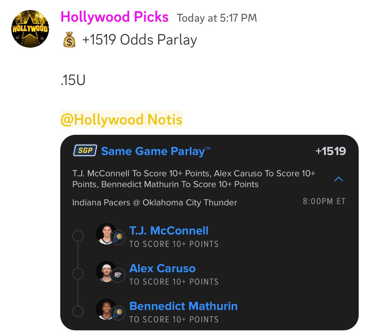 hollywood_picks's tweet photo. BANGGGGG!!! ✅✅✅ my pacers lost but we won! 🫡💰

$10 VIP DISCORD: https://t.co/Hcs8r8M1qi https://t.co/9AjFJiHhrO
