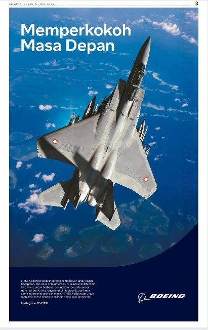 Iklan Boeing F-15EX di Kompas hari ini.