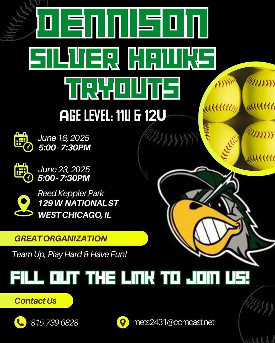 2025-2026 11U &amp; 12U tryouts posted! 

Two dates available, click the link below to register! 🥎 

forms.gle/KMCKguhYTs1ux8…