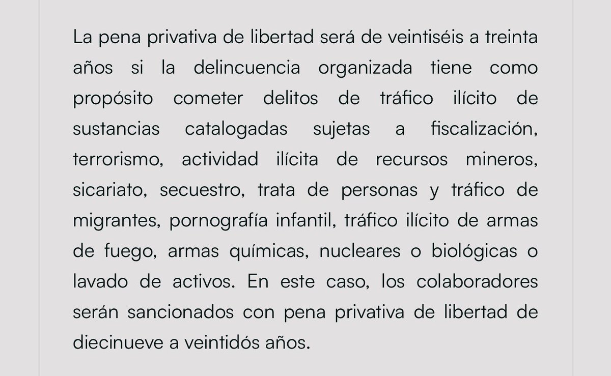 Pero, criaturas del señor, el tipo penal de “Delincuencia Organizada” ya existe desde 2014 y conlleva al día de hoy una pena de 26 a 30 años, la cual fue aumentada por ustedes mismos (ADN) tras la consulta popular. Sin contar todas sus reformas, así como el hecho de que ahora sea