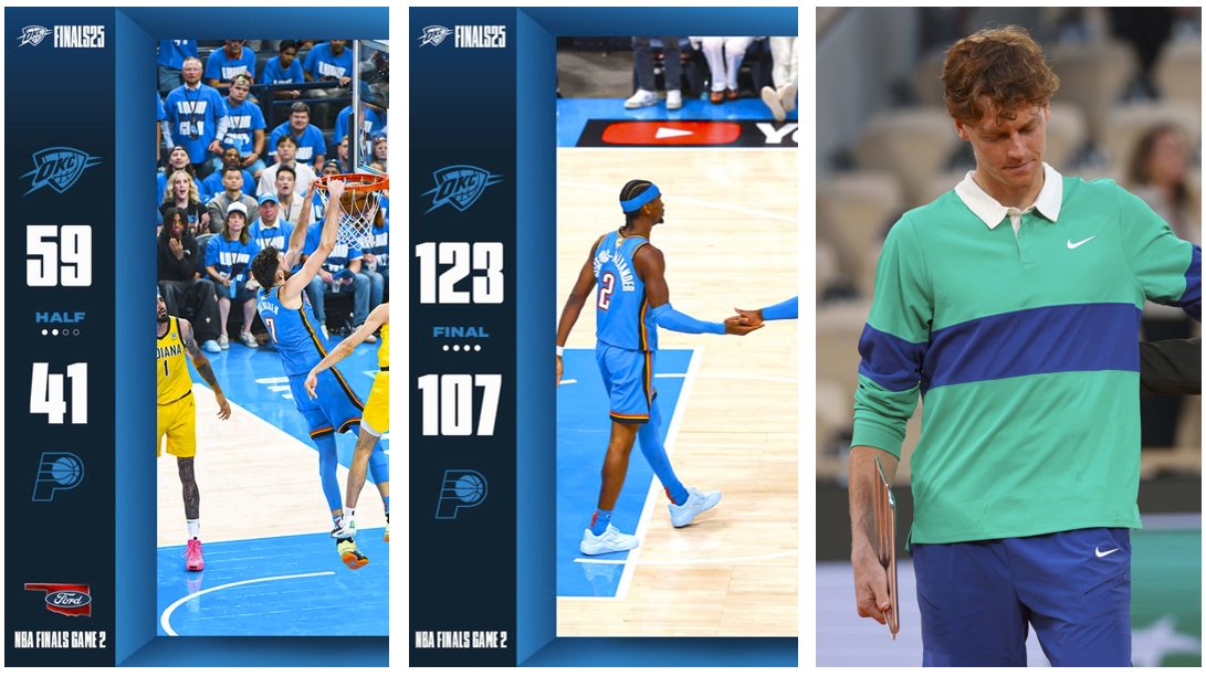 Sharpest Edge Sports (@sharpestsports) on Twitter photo An epic #FrenchOpenFinal kept us from the sweep but the #Thunder gave us a decent end to a brutal (3-5) week...
#NBAFinals
#ThunderUp -7.5 1st Half (-102)✅
<a href="/okcthunder/">OKC THUNDER</a> -10.5 (-110)✅
#FrenchOpen
#Sinner (-110)❌
Start: SharpestEdgeSports.com/packages
#GamblingX #GamblingTwitter An epic #FrenchOpenFinal kept us from the sweep but the #Thunder gave us a decent end to a brutal (3-5) week...
#NBAFinals
#ThunderUp -7.5 1st Half (-102)✅
<a href="/okcthunder/">OKC THUNDER</a> -10.5 (-110)✅
#FrenchOpen
#Sinner (-110)❌
Start: SharpestEdgeSports.com/packages
#GamblingX #GamblingTwitter