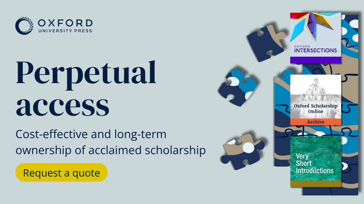 Gain long-term ownership of Oxford Intersections, the Oxford Scholarship Online Archive, Very Short Introductions, and other world-class resources with perpetual access purchasing. 

Request your quote today: oxford.ly/3FHIRJj
