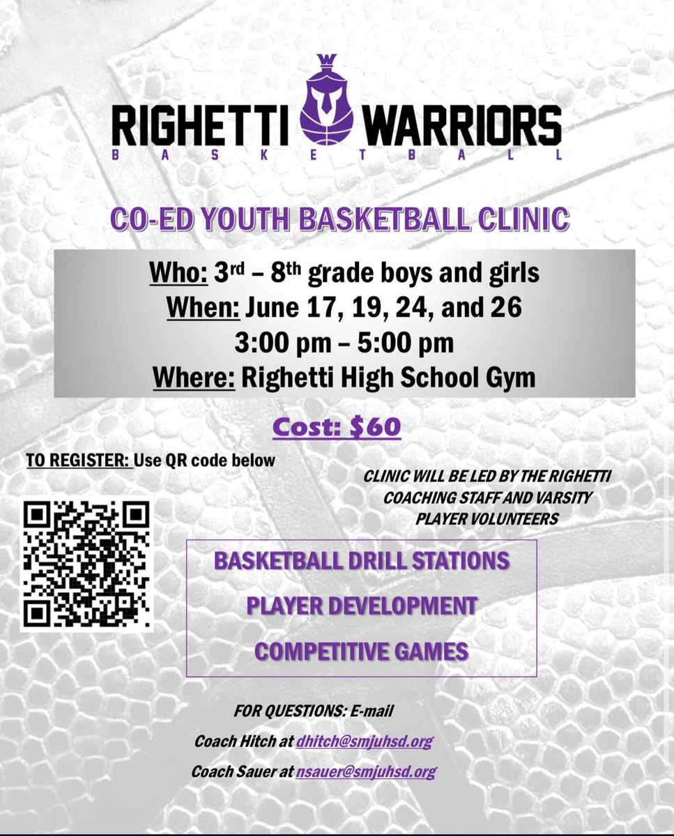 Register today for a chance to get better this summer while working with some of our varsity athletes and coaches!!