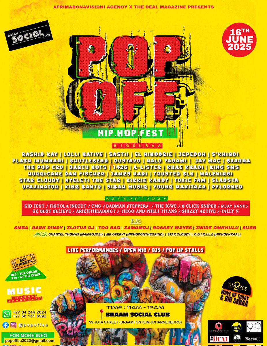 OdirileLesejane's tweet photo. Next Week Monday 16 June 📍 Braam Social Club #PopOff #hiphopkraal #nogamesnogimmicks https://t.co/pCsGPsedrN