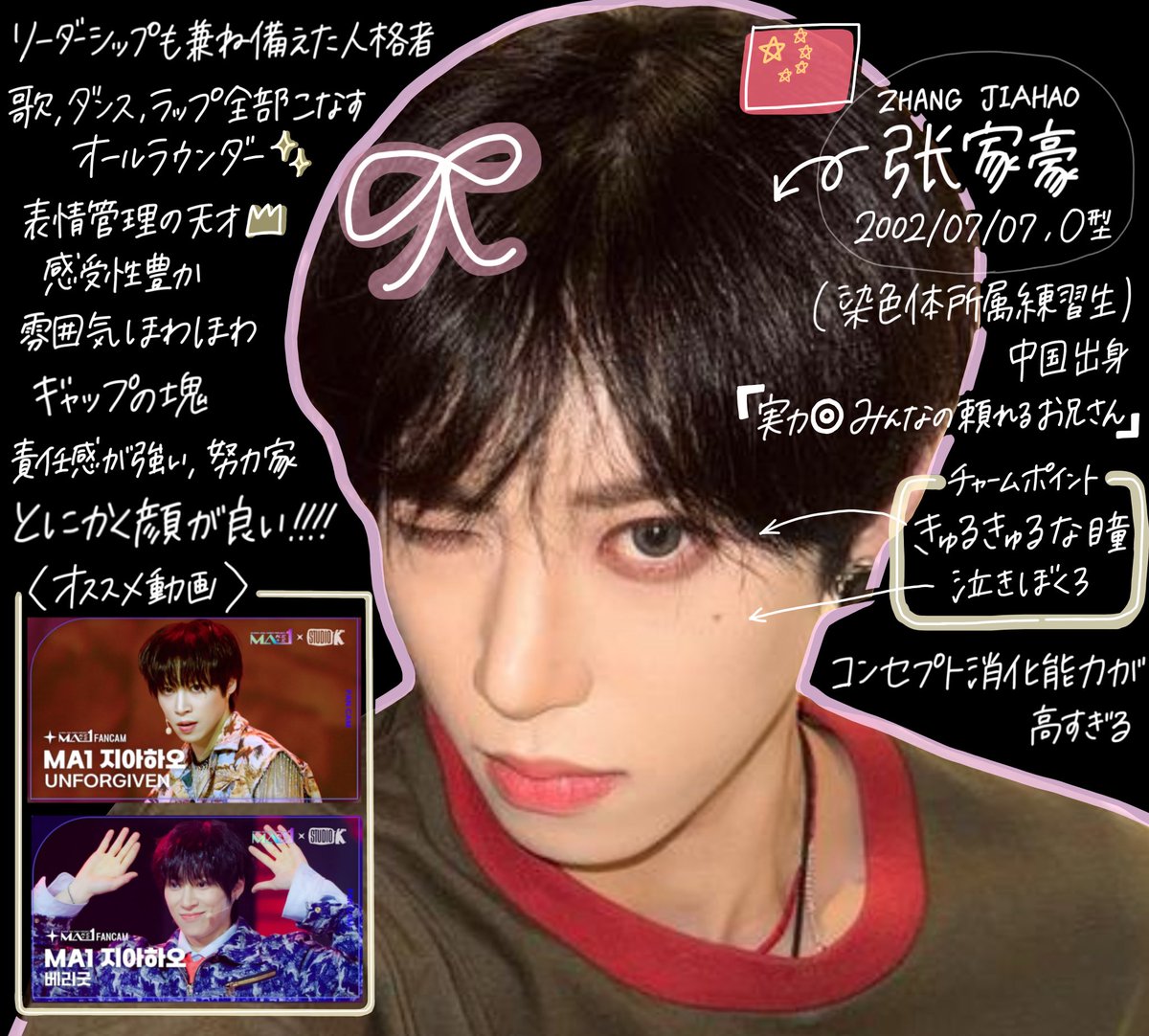 BOYS PLANET2に参加する ジアハオ（지아하오）くんです🌟 たくさんの