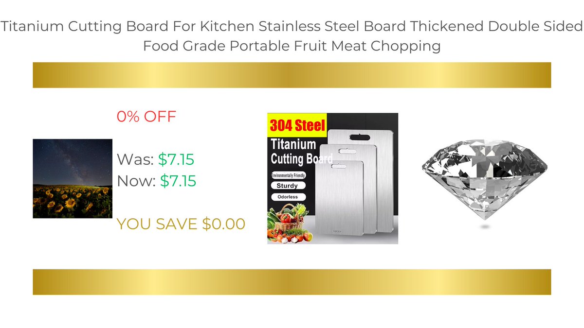 JonArauzo's tweet image. Titanium Cutting Board For Kitchen Stainless Steel Board Thickened Double Sided Food Grade Portable Fruit Meat Chopping

Buy it now:

s.click.aliexpress.com/e/_opCCRgI

#titanium #stainlesssteel #cuttingboard #kitchen #forsale #buynow #product #discount #aliexpress #shopping #smallbusiness