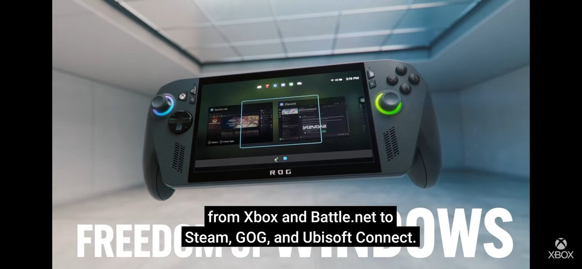 Davesaid1's tweet photo. @leumas_xx @XBOriginals Vai rodar toda a biblioteca do PC e do Xbox, instalado OU via cloud gamepass, e também Steam, GOG, Ubisoft Connect e deve incluir possivelmente jogos da Epic também já que ele usa um Windows especial pra ele,que em tese roda tudo que roda em Windows. https://t.co/FIIXI76XDL