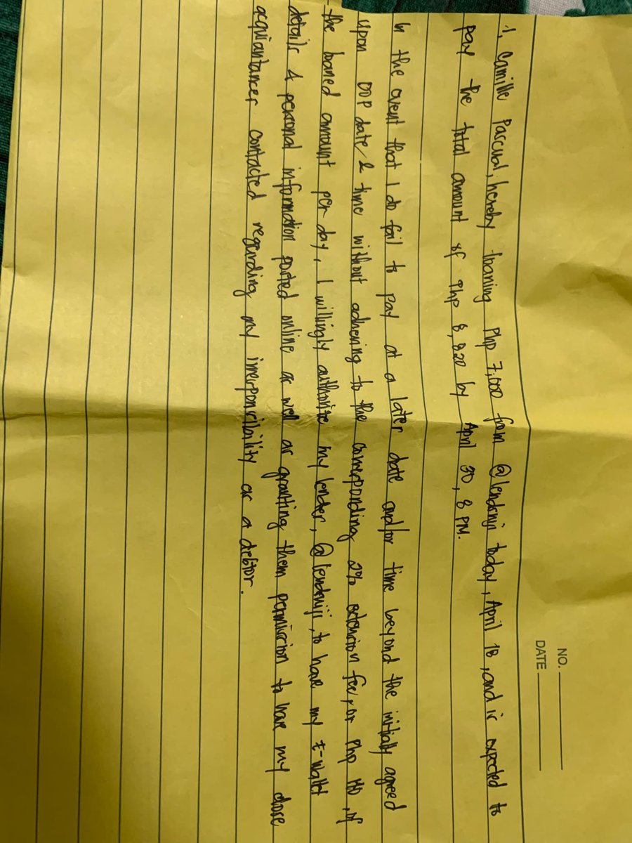 backupniji's tweet photo. exposing bogus debtor 

name: Camille Cordova Pascual 
pending balance: fixed PHP 7,000 capital amount loaned
supposed DOP: April 30, 2025

i will only be taking this down upon receiving their full payment. https://t.co/WuNDGCLeML