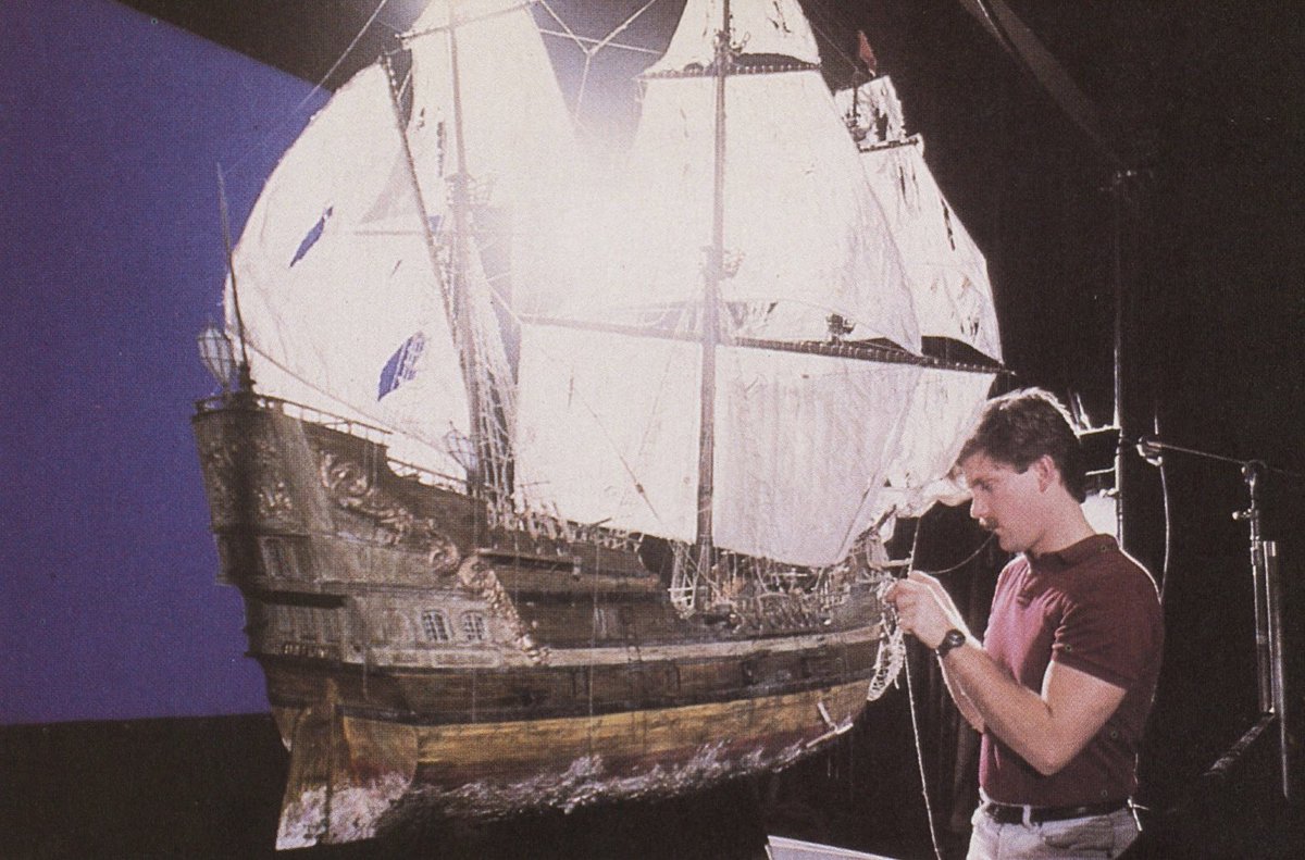 Industrial Light & Magic (@ilmvfx) on Twitter photo This weekend we celebrated the 40th anniversary of #TheGoonies! Enjoy this behind-the-scenes photo of ILM’s Bill George as he adjusts the rigging on One-Eyed Willy’s pirate ship, then learn about the making of the film from the December 1985 issue of <a href="/AmericanCine/">American Cinematographer</a>.
Read now: This weekend we celebrated the 40th anniversary of #TheGoonies! Enjoy this behind-the-scenes photo of ILM’s Bill George as he adjusts the rigging on One-Eyed Willy’s pirate ship, then learn about the making of the film from the December 1985 issue of <a href="/AmericanCine/">American Cinematographer</a>.
Read now: