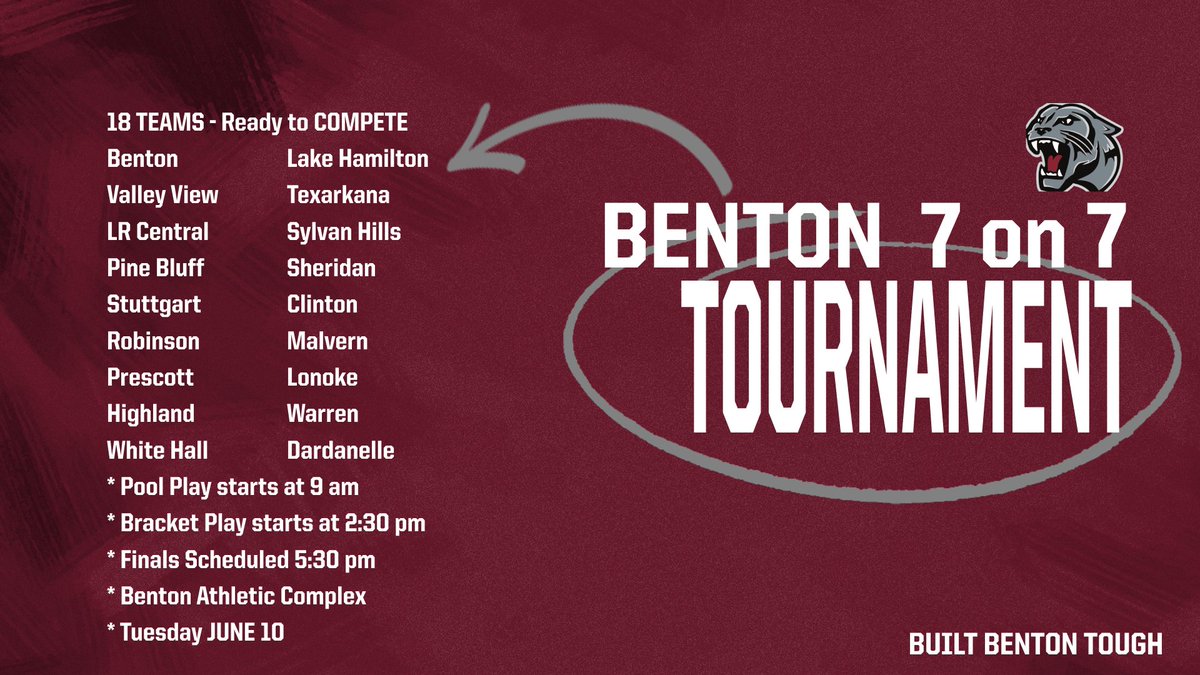 Benton 7 on 7 -  Gonna be a some Good Competition on Tuesday June 10 in Benton! Come Check it Out! It is also sponsored by FCA! #MoreThanBall #EAT