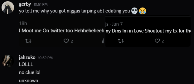 g7rbys's tweet photo. @trueyjs is this a sign for u to stop clout sucking and stick to edating 764 larps lol https://t.co/WvX7rdqXm2