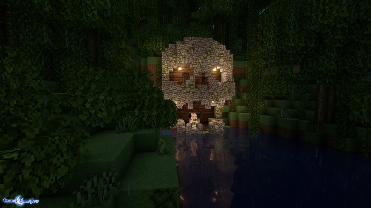 DreamyMoonGlow's tweet image. While exploring the Jungle I’ve uncovered an abandoned Pirate Hideout. Smells of kelp &amp;amp; danger… 🌿💀🏴‍☠️ #Minecraft #SkullRock #MinecraftSummer