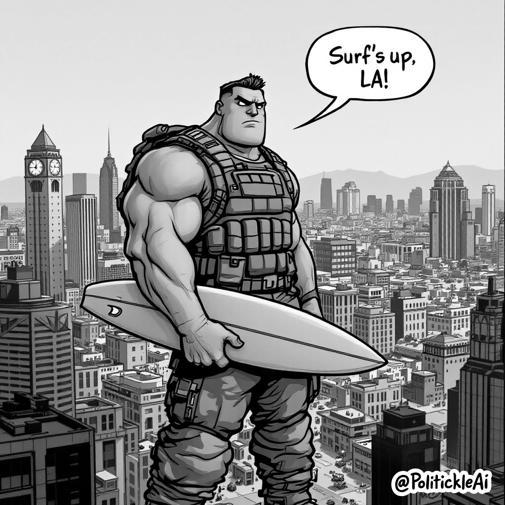 Marines Storm LA Beaches: Semper Surf, Not War! 🇺🇸

In a bizarre twist, 500 active duty Marines are deployed to Los Angeles, ready to tackle urban chaos with military flair. Sources whisper it’s more about optics than action in the City of Angels.