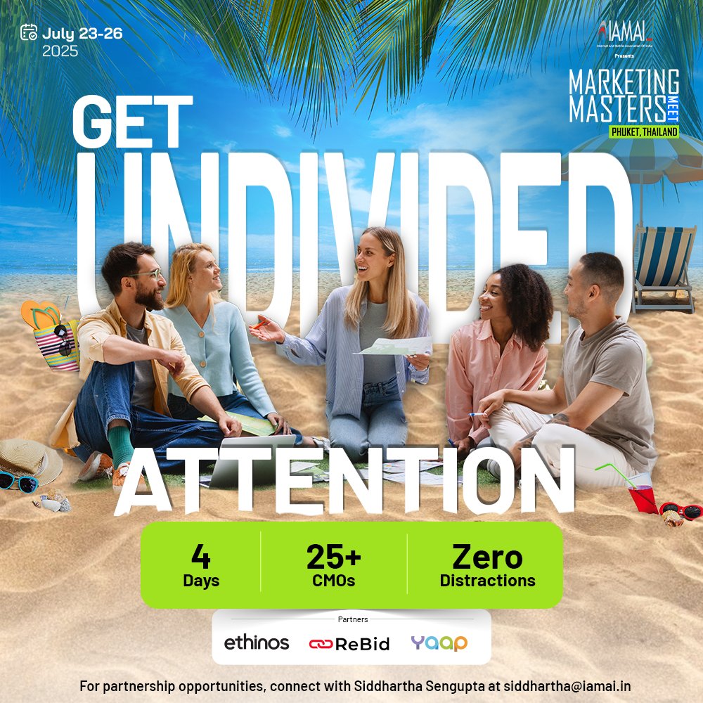 When was the last time you had the full attention of 25 CMOs for four days straight?
At MMM, you’re not just showing up.
You’re exchanging ideas, building real partnerships, and unlocking long-term value.
Request An Invite: marketingmastersmeet.in
#MMM2025 #CMOsUnplugged #MMM25