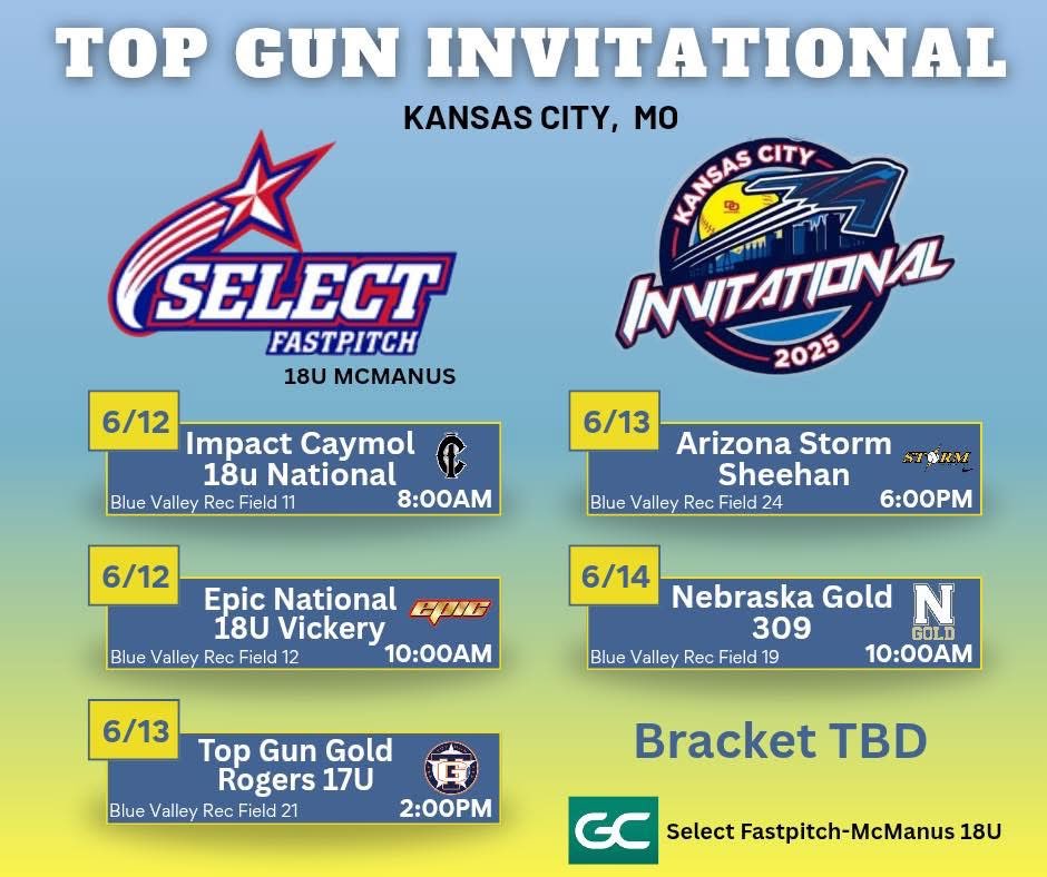 I can’t wait to be back on the field with my team <a href="/SelectMcManus/">Select Fastpitch-McManus 18U</a> again! We are in Kansas City for the Top Gun Invitational. <a href="/mike_mcmanus87/">Mike McManus</a> <a href="/UIS_Softball/">UIS Softball</a> <a href="/CoachShannonG19/">Shannon Guthrie</a>