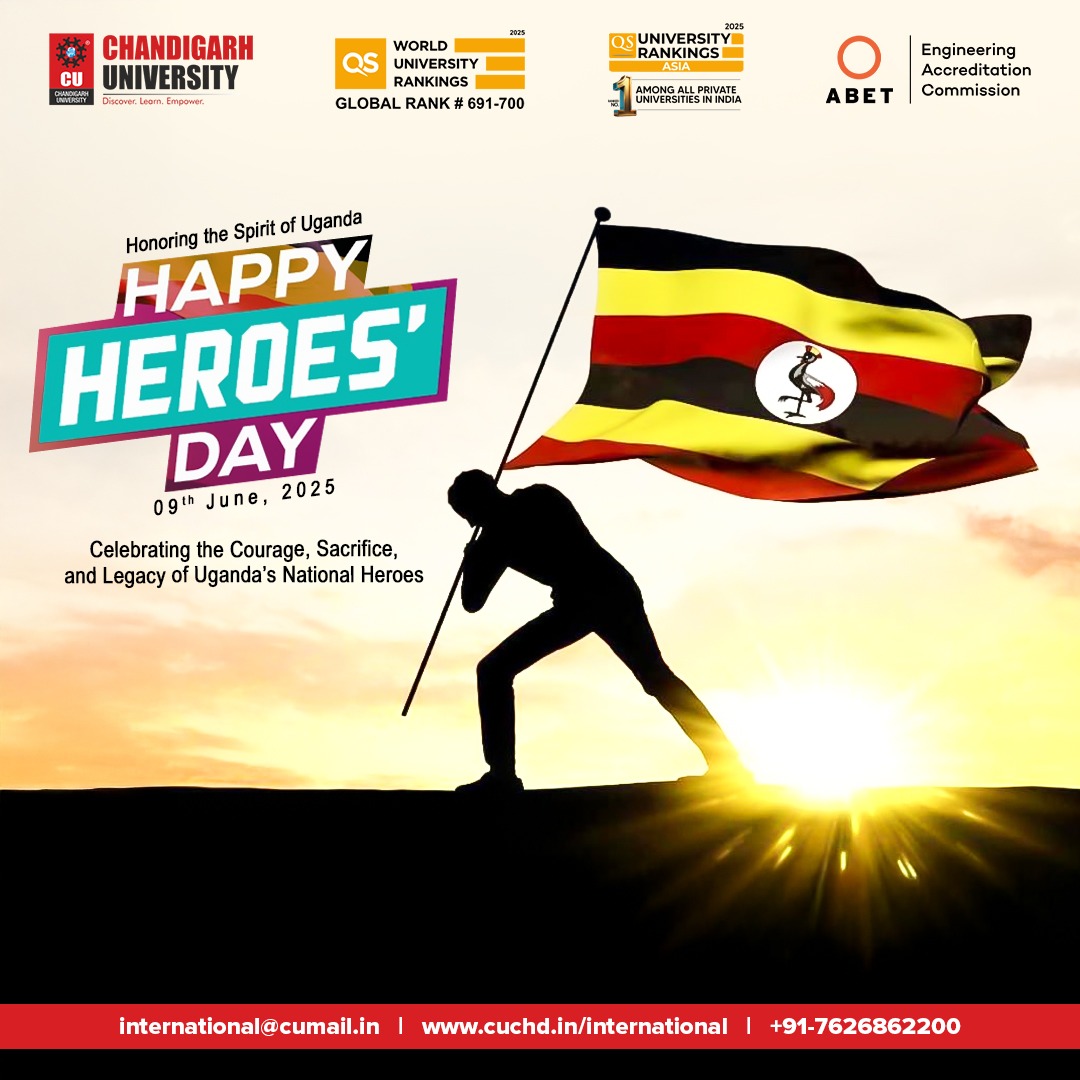 CUIntAffairs's tweet photo. 🌍 Celebrating National Heroes Day – Uganda 🇺🇬
We salute the courage, resilience, and sacrifices of Uganda’s heroes—past and present—who stood for freedom and unity.
🌟Happy National Heroes Day!

#NationalHeroesDay #Uganda #ChandigarhUniversity #InternationalAffairs #CU4Diversity https://t.co/ZJMfHp1G7C