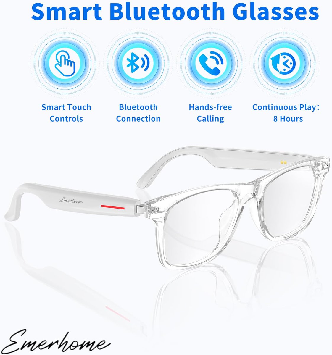 Smart Glasses Bluetooth Eyewear with Touch Control UV Protection Clear Lens Hands Free Calls for Men and Women

😎 Enjoy a smart and stylish upgrade with an amazing 40% off today

• Retail Price : $35.99  
• Discounted Price : $21.59  
• Promo code : G59XSXYS  
• View on