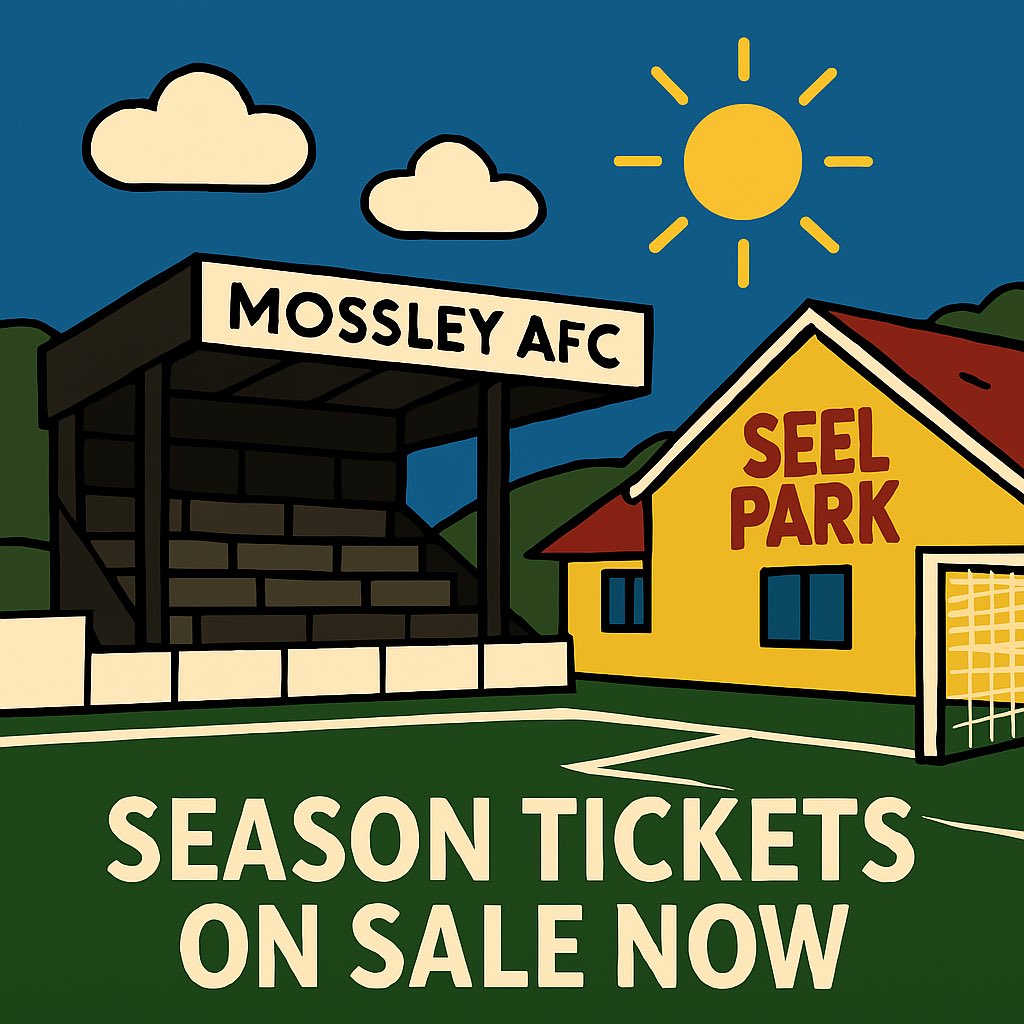 𝟮𝟬𝟮𝟱-𝟮𝟲 𝗦𝗲𝗮𝘀𝗼𝗻 𝗧𝗶𝗰𝗸𝗲𝘁𝘀 𝗼𝗻 𝘀𝗮𝗹𝗲 𝗻𝗼𝘄!
 
Find out more ⬇️

mossleyafc.co.uk/2025-26-season…

⚪️⚫️