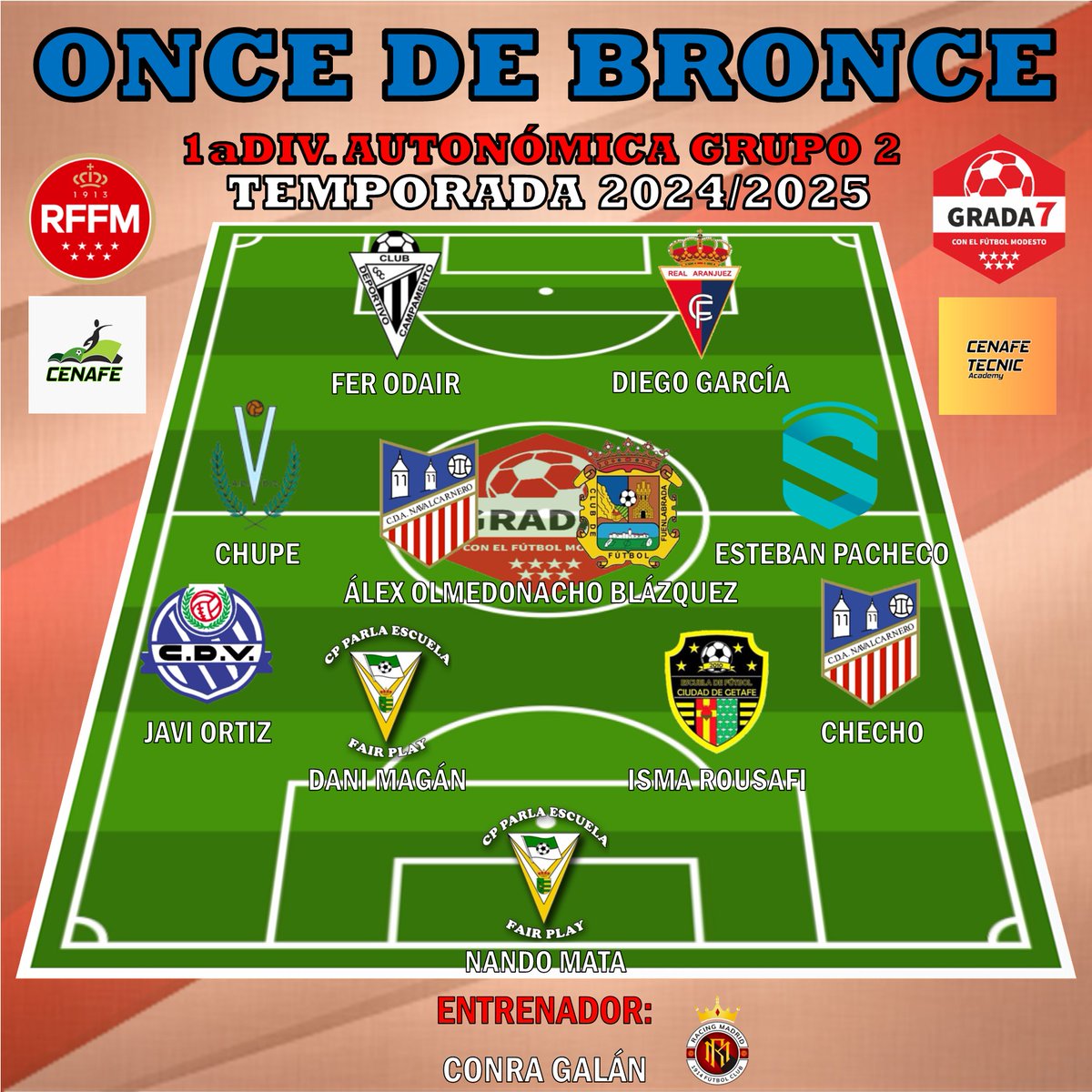 🏆1aDIV. AUTONÓMICA GRUPO 2
⭐ONCE DE BRONCE 2024/2025

Os traemos el Once de Bronce que habéis elegido con vuestros votos a través de nuestra web.

Solidez ⚔️, magia 🎩 y mucho gol ⚽

<a href="/CenafeEscuelas/">CENAFE</a> <a href="/CenafeTecnic/">𝘊𝘌𝘕𝘈𝘍𝘌 𝘛𝘌𝘊𝘕𝘐𝘊 𝘈𝘊𝘈𝘋𝘌𝘔𝘠</a>