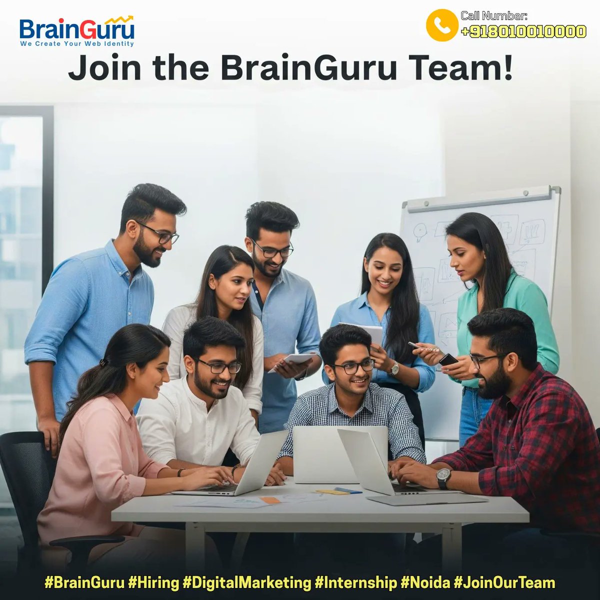 Join the 𝗕𝗿𝗮𝗶𝗻𝗚𝘂𝗿𝘂 𝗧𝗲𝗮𝗺! We’re 𝗛𝗶𝗿𝗶𝗻𝗴 𝗗𝗶𝗴𝗶𝘁𝗮𝗹 𝗠𝗮𝗿𝗸𝗲𝘁𝗶𝗻𝗴 𝗜𝗻𝘁𝗲𝗿𝗻𝘀 in Noida 
Send your resume to [jobs@brainguru.in] and become a part of our growth journey!  #BrainGuru #Hiring #DigitalMarketing #Internship #Noida #JoinOurTeam