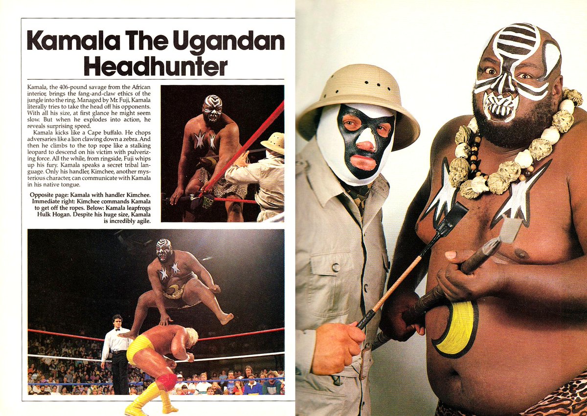 WWFWrestling1's tweet photo. Profile of Kamala from WWF Superstars II magazine published in 1987. #WWF #WWE #Wrestling #Kimchee #Kamala https://t.co/ASKfrxo0I3