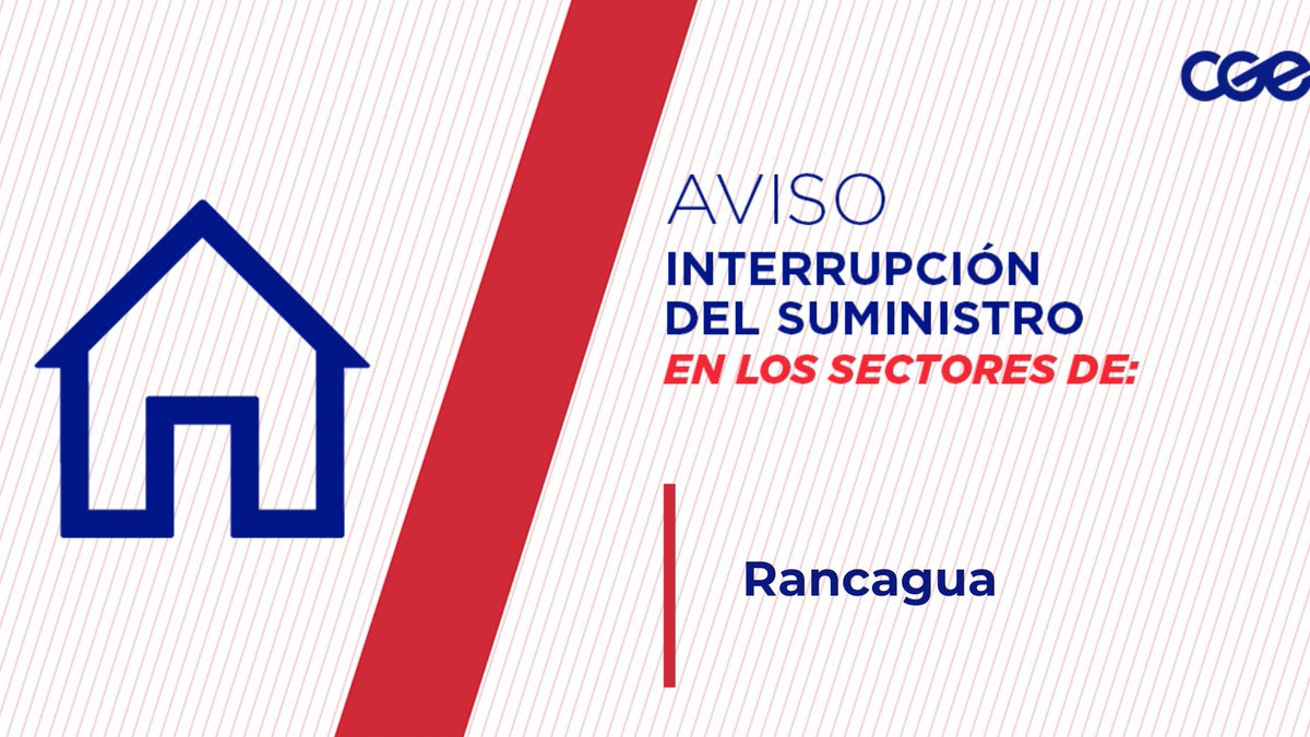 CGE_Clientes's tweet photo. Informamos a nuestros clientes de los sectores de Avenida Kennedy, Chorrillos, Pasaje Puyehue y Pasaje Riñihue; en la comuna de #Rancagua, la interrupción del suministro eléctrico. Nuestro personal de emergencia ya está informado. https://t.co/zyBqM5G95x