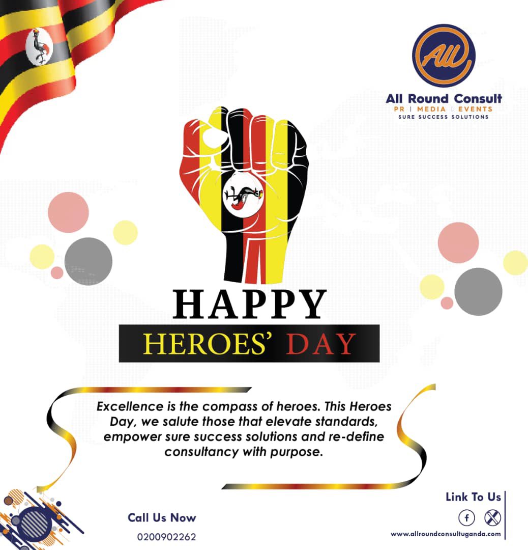 Happy Heroes Day, Uganda. Their sacrifice reminds us of our responsibility to build an Uganda that is independent, integrated, resilient, and self-sustaining — a future rooted in the very ideals they died for. 

#HeroesDayUG #AllRoundUpdates