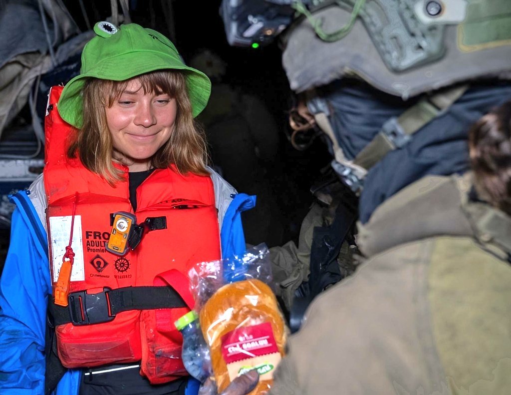 I thought Greta was going to deliver the humanitarian aid, not receive it?