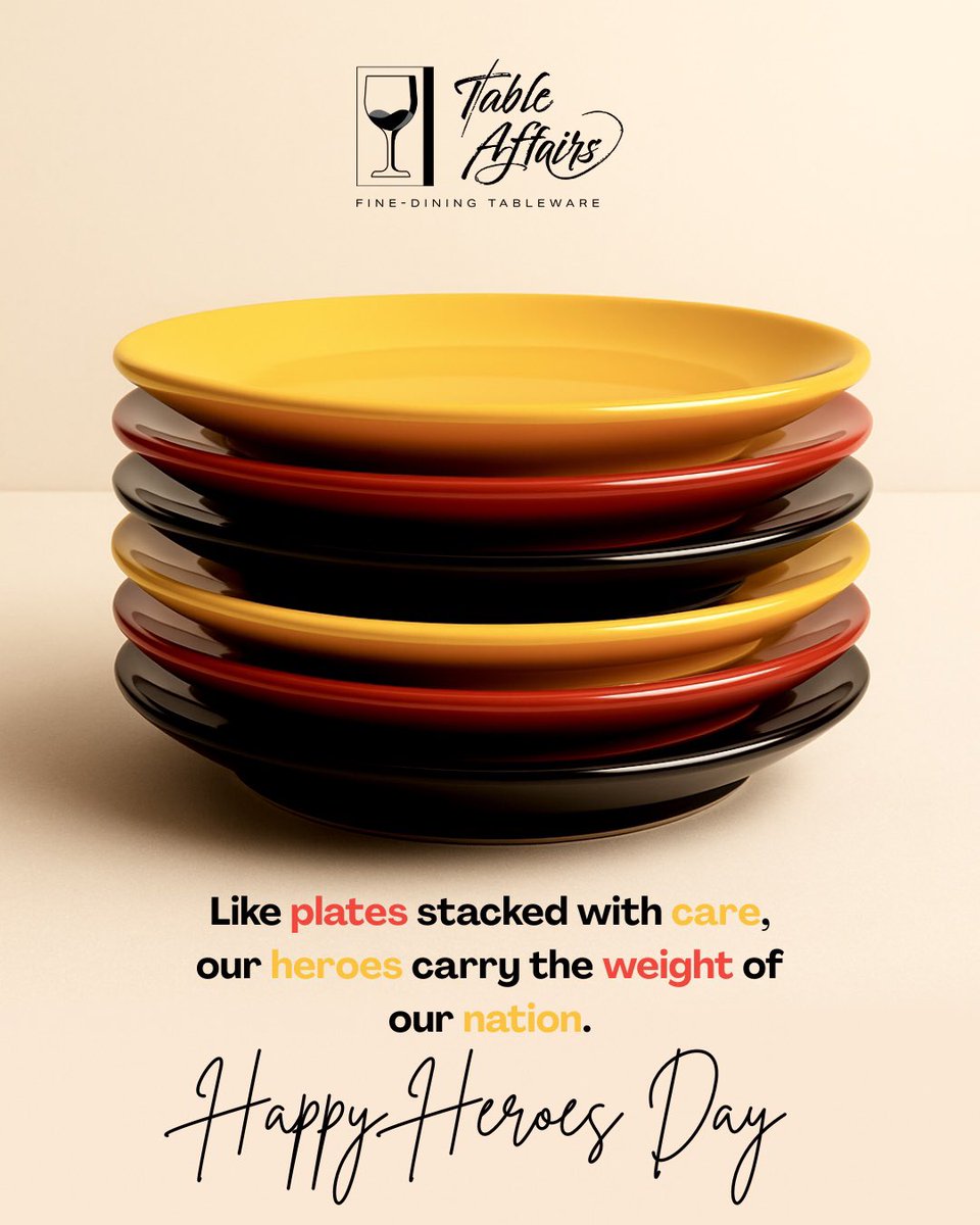 TableAffairs_Ug's tweet photo. Happy Heroes Day from Table Affairs!
Just like every plate in a perfect stack matters, so does every hero who carries the heart of our nation.
Today, we honor you 💛🖤❤️. https://t.co/yYjbKX0MhI