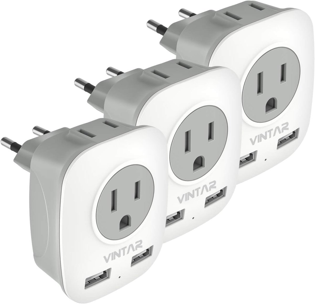 3 Pack European Travel Plug Adapter with 2 USB Ports and 2 American Outlets Essential for France, Germany, Italy

🌍 Enjoy a 40% discount to power your travels hassle free and economically

• Retail Price : $19.99  
• Discounted Price : $11.99  
• Promo code : QGB3EVIX  
•