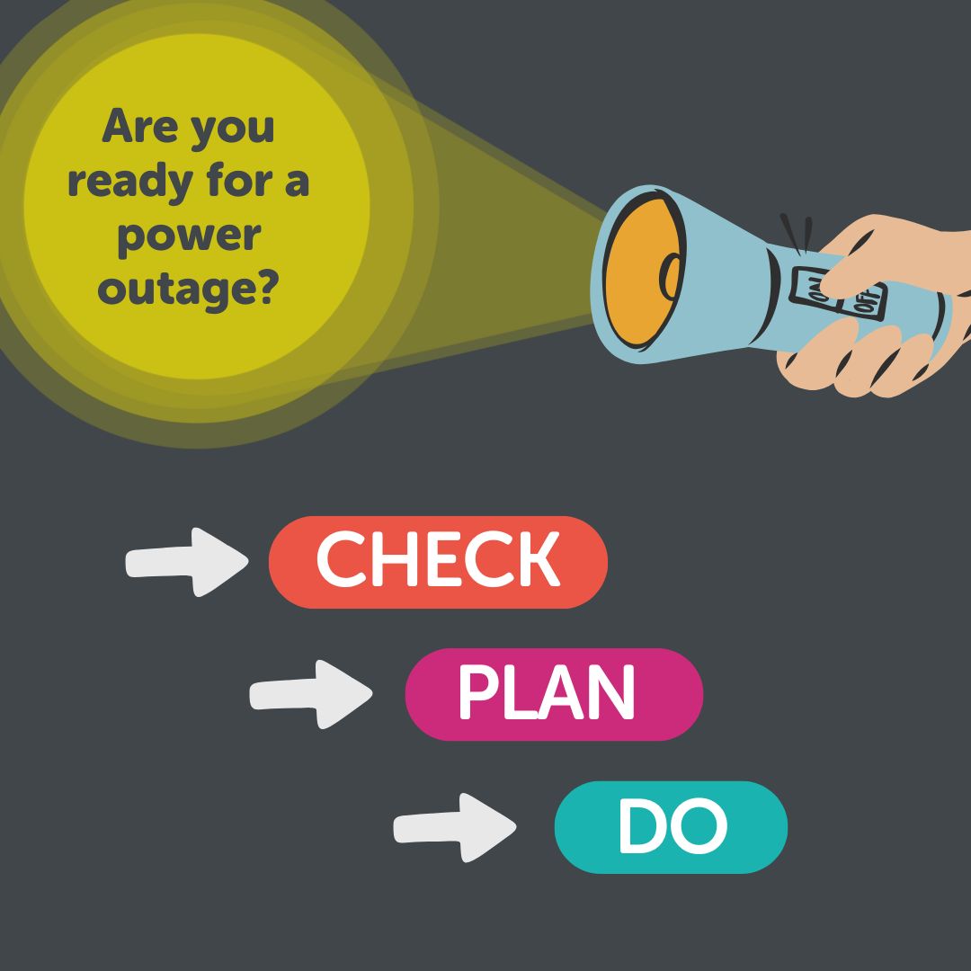 EWOQld's tweet image. Do you have a plan in place when a power outage hits? 

The Energy Charter have launched a website to help you prepare a power outage checklist and plan so the next time you lose power, you&apos;ll know what to do: buff.ly/fBQEu7a 

#PowerOutagePlan
#CheckPlanDo
#KnowWhatToDo