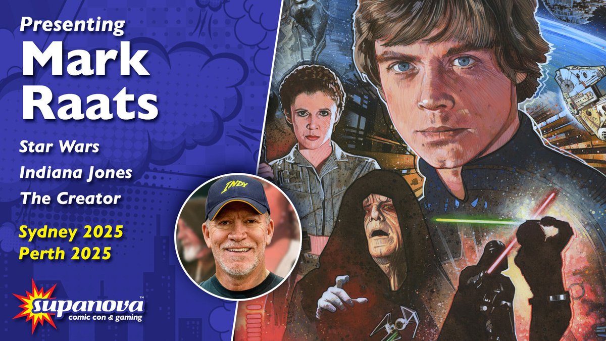 From premier posters to captivating comics, artists Mark Raats and David Yardin are making a splash (page) at #Sydnova &amp; #Perthnova!

Mark has worked with cinema's biggest directors like Spielberg, George Lucas, and Ridley Scott on unforgettable posters! supa.fans/MRaats