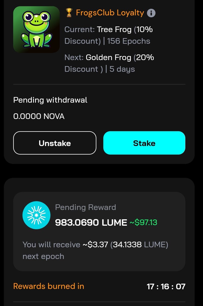 SunshineRainbow's tweet image. I HAVE A CONFESSION... I didn't expect @LumeonCro to last long. I definitely thought it was going to be here and gone tomorrow...BUT I was WRONG and I am glad i saw. Collected my rewards today 😁

S/O to @realFrogsClub and @LumeonCro team.

For more info:
medium.com/@kingcro/lume-…