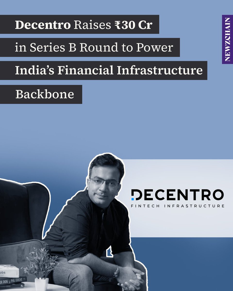 .<a href="/DecentroTech/">Decentro</a>, a <a href="/ycombinator/">Y Combinator</a>-backed fintech infrastructure platform co-founded by @sunnyboyrohit and <a href="/pratikdaudkhane/">Pratik Daudkhane</a>, has raised ₹30 crore in a Series B round led by <a href="/InfoEdgeVC/">Info Edge Ventures</a>, with participation from Stargazer Growth (supported by <a href="/_groww/">Groww</a> CEO <a href="/lkeshre/">Lalit Keshre</a>) and returning
