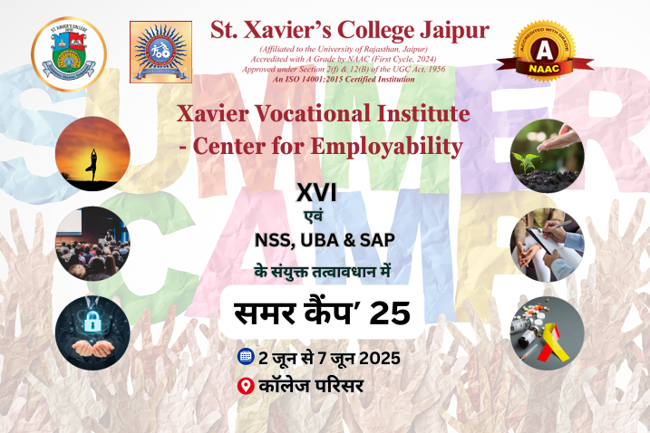 NSS_SXCJ's tweet photo. SUMMER CAMP 2025 | June 2–6
Organized by Xavier's Vocational Institute with NSS, UBA Cell, Swachhta Action Plan &amp; National Green Corps, the 5-day camp welcomed 200+ students from adopted villages at St. Xavier’s College Jaipur.
Theme: Learning Today, Leading Tomorrow
#SummerCamp https://t.co/QNKSDikXBC