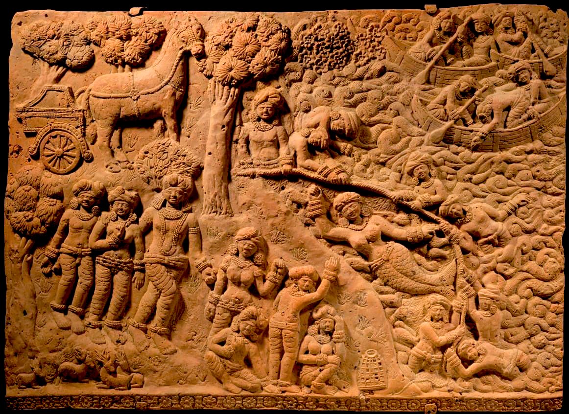 Mermaid plaques, Chandraketugarh, Bengal, India from Shunga Period (187-75 BCE)

These are some of the earliest depictions of mermaids in history!

The first plaque depicts the mermaid/Matsyakanya being spotted by the locals &amp; the local chieftain being informed! The second one...