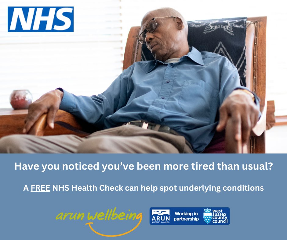 Have you noticed you've been more tired than usual?

A FREE NHS Health Check could help spot underlying conditions, or put your mind at rest.

Fill out our referral form and an adviser will call you to check your eligibility and book you in.

arunwellbeing.org.uk/contact-us