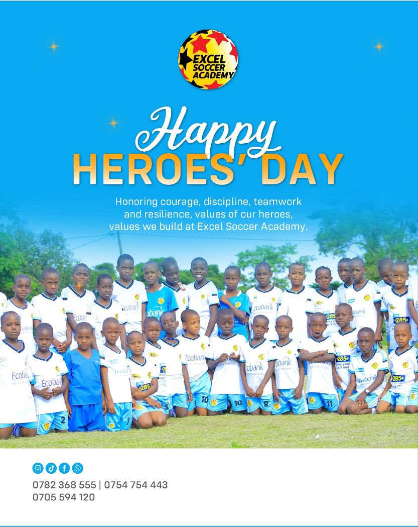 ⚽ Honoring courage, discipline, teamwork, and resilience — values of our heroes, values we build every day at Excel Soccer Academy. 🇺🇬💪🏾🔥

#HeroesDayUG #ExcelSoccerAcademy #FutureChampions #Uganda