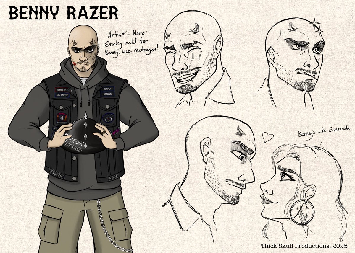ThickSkullProd's tweet photo. ADMC Character Design Sheets in No Particular Order #6: Benny Razer (ft. Esmeralda) @1320_Boosted @kittyallyy https://t.co/wfVT1SmBh9