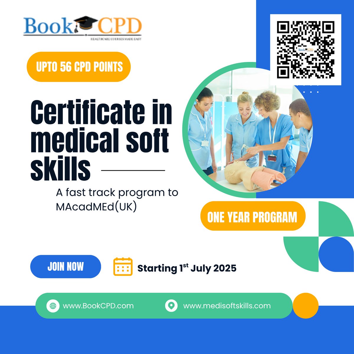 Advance your #medicalcareer by mastering medical soft skills. A popular course over 1 year in 4 modules. Upto 56 CPD points.  Visit BookCPD.com to register. #medicalsoftskills