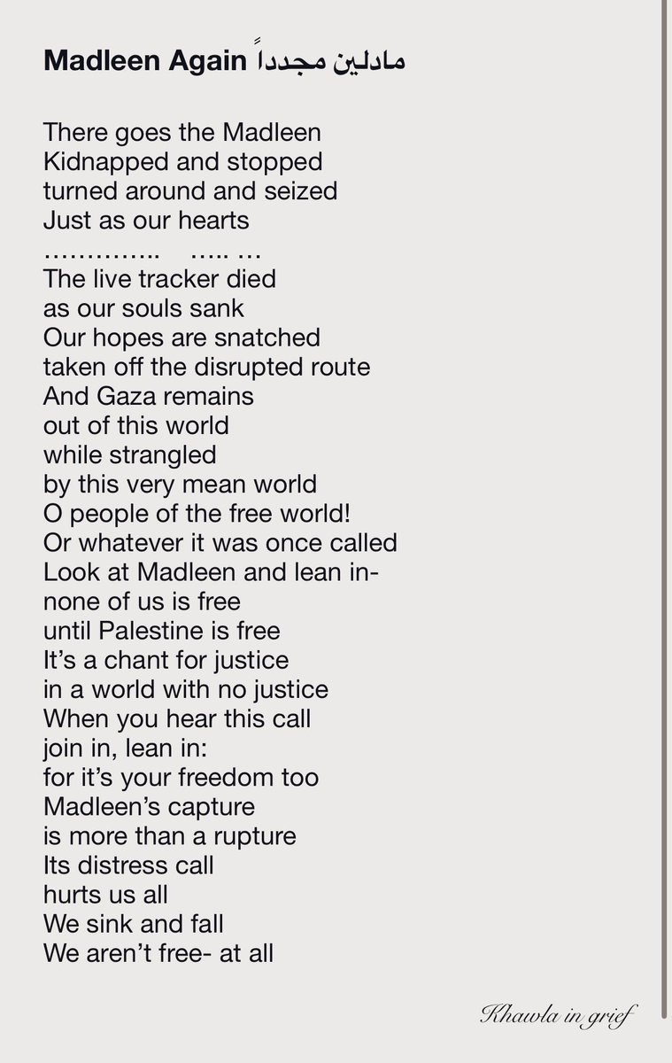 Look at Madleen and lean in-
none of us is free
until Palestine is free
#KeepTellingofGaza #MadleenToGaza #GazaGenocide