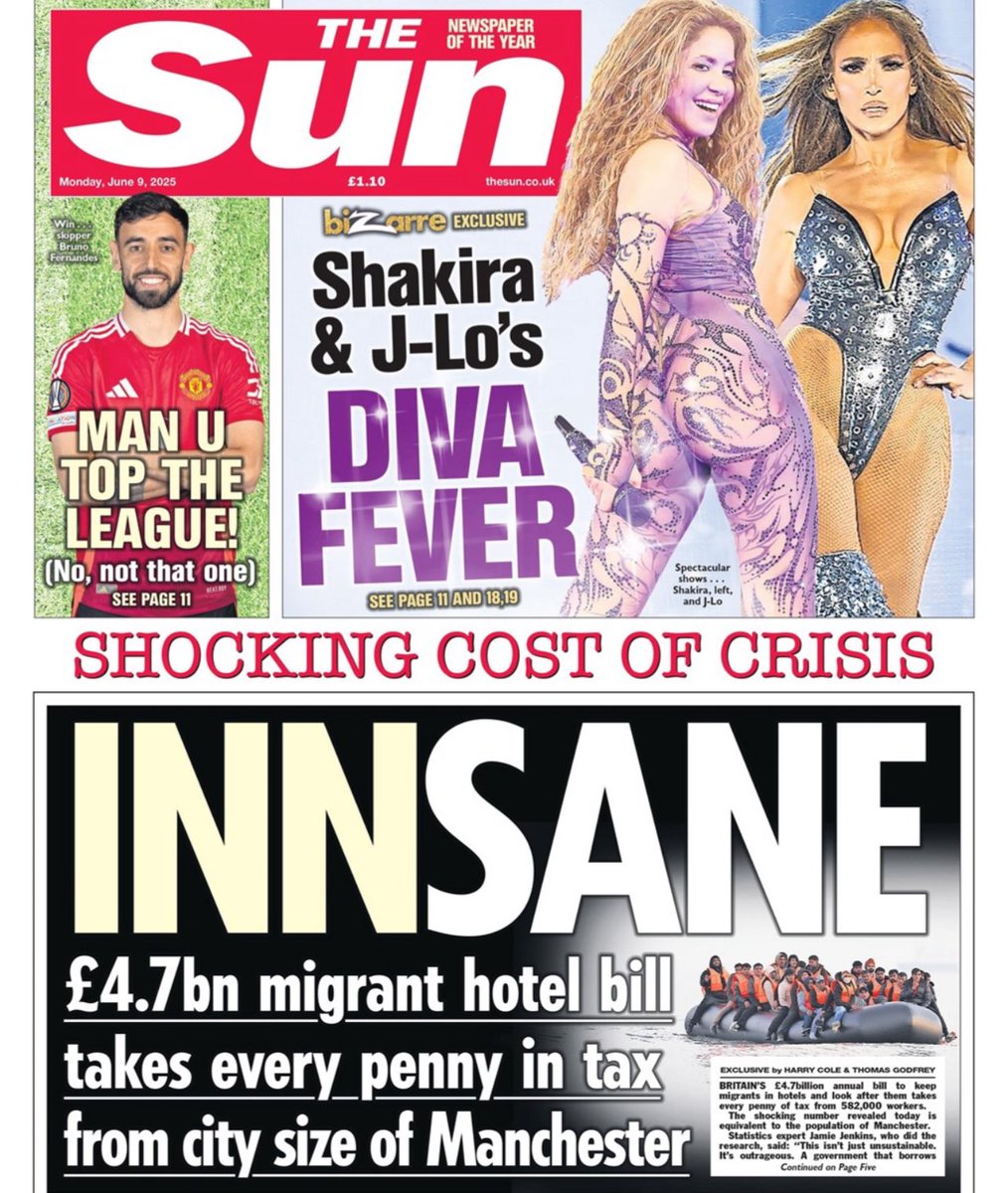 The Sun promoted the Conservatives for 14 years and supported Brexit which introduced the boats in 2019 and pushed legal migration to 1m. They called Liz Truss’s budget a ‘bonanza’ that would ‘make millions of Brits better off within weeks.’ The Sun can fuck right off.