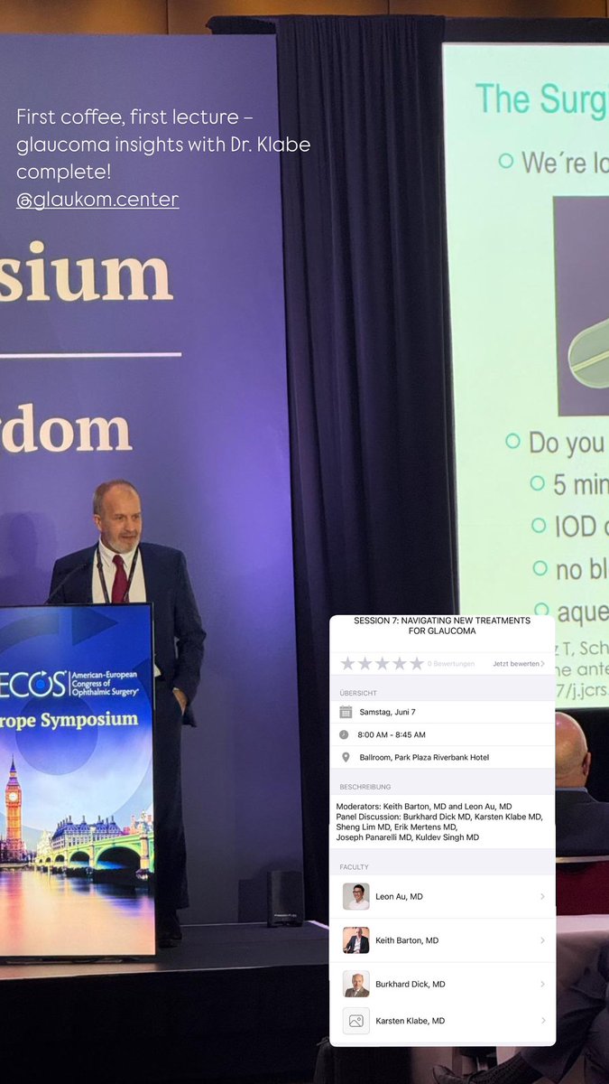 augenchirurgie's tweet image. Saturday morning, medical minds in motion 🧠☕
✅ 8:00 – Glaucoma update by Karsten Klabe  – complete
⏭️ 9:45 – Up next: DR. DETLEV R.H. BREYER, FWCRS dives into ophthalmic &amp;amp; reparative surgery
Let’s go! 👁️💥

#aecos #ophtalmology #glaucoma #refractivesurgery