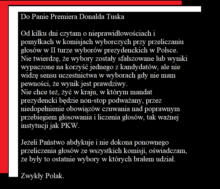 Pan Diabeł (@zlydiabel) on Twitter photo Jeżeli zgadzacie się zmoim zdaniem, proszę podpisujcie się pod moim apelem, przekazując dajej grafikę, wysyłając do posłów, ministrów i samego premiera <a href="/donaldtusk/">Donald Tusk</a>
Nie chce kraju którym przez 5 lat, prezydent, kim by nie był, rządzi przez pomyłkę lub w wyniku oszustwa. Jeżeli zgadzacie się zmoim zdaniem, proszę podpisujcie się pod moim apelem, przekazując dajej grafikę, wysyłając do posłów, ministrów i samego premiera <a href="/donaldtusk/">Donald Tusk</a>
Nie chce kraju którym przez 5 lat, prezydent, kim by nie był, rządzi przez pomyłkę lub w wyniku oszustwa.