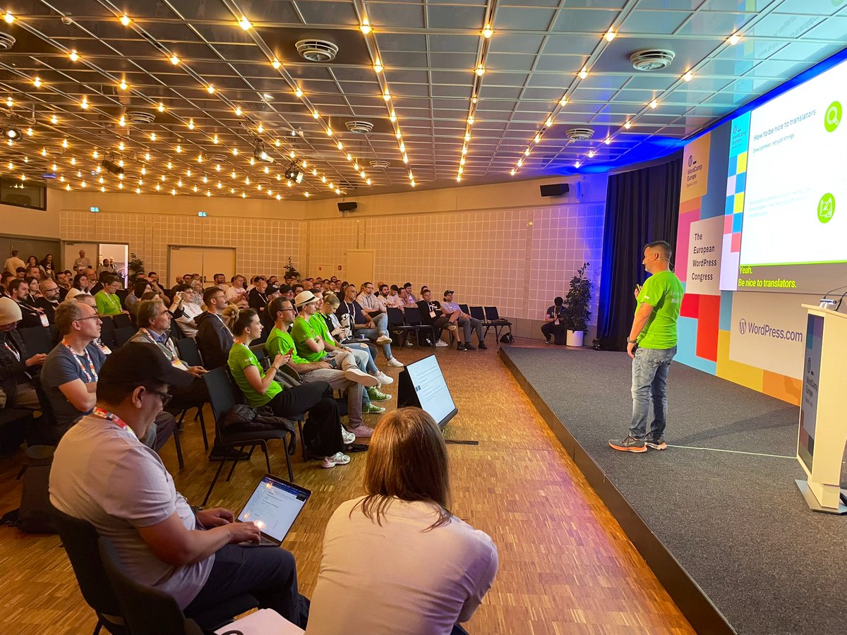 Start of day 3. <a href="/realloc/">Dennis Ploetner</a> talks about Multilingual WordPress for developers
#WCEU