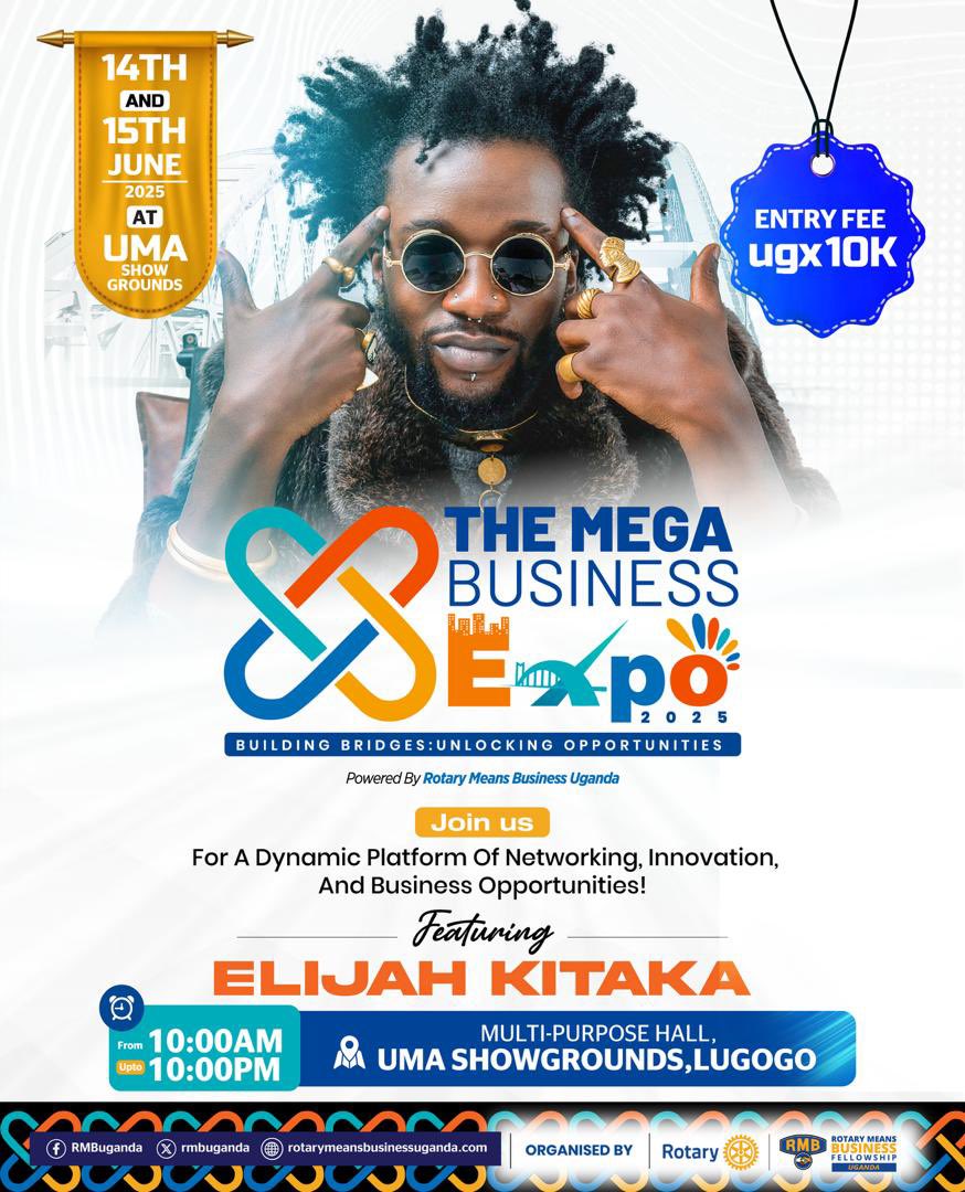 🚨 Get Ready for the Ultimate Business Experience! 🚨
Are you ready to unlock new opportunities, grow your network, and ignite your business dreams? 
Happening 14th &amp; 15th June at UMA Showgrounds, Lugogo!
Entry 10,000

#RotaryMeansBusinessUganda
#RMBMegaBusinessExpo
#SwangzAvenue