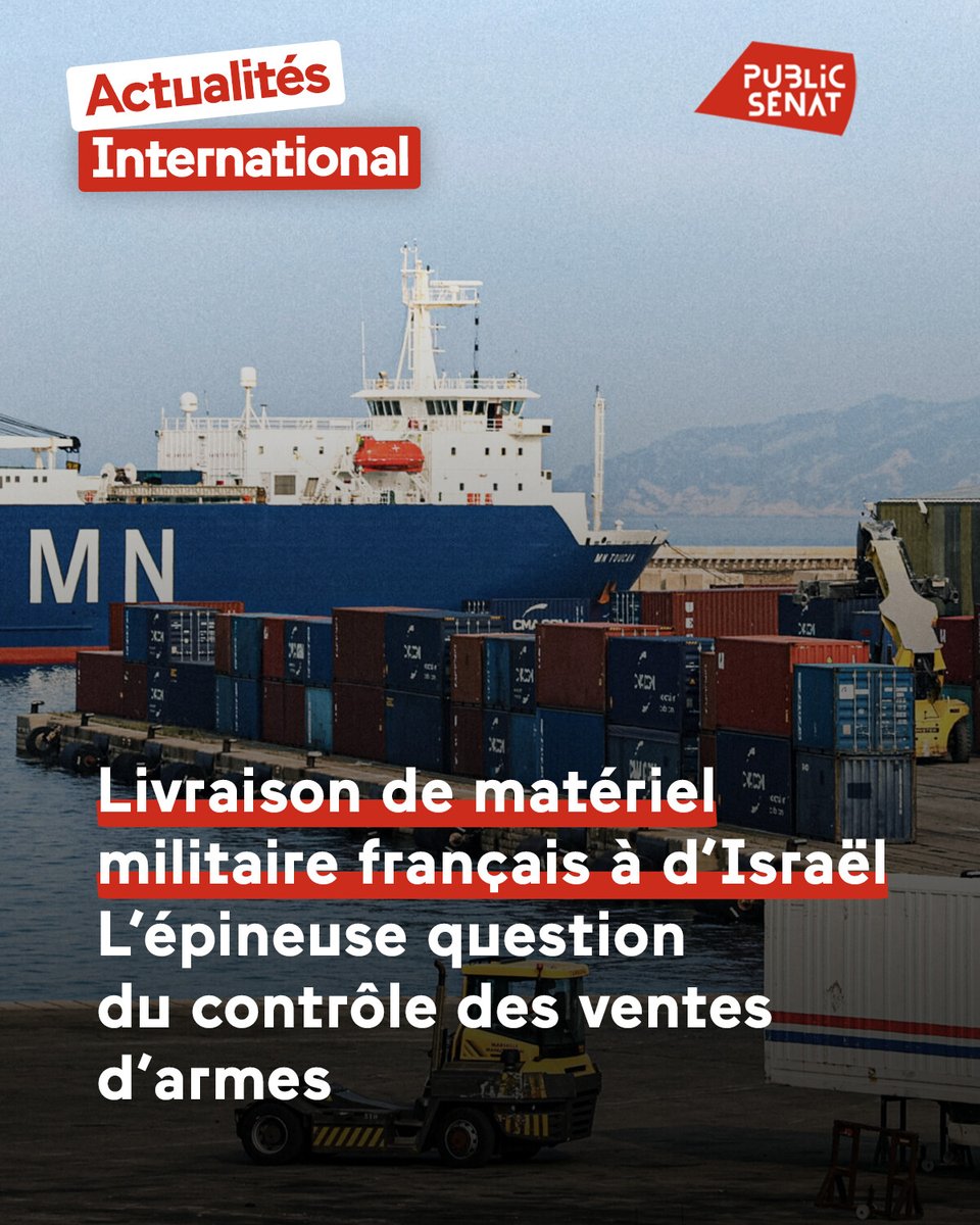 Plusieurs chargements de pièces détachées militaires, fabriquées en France à destination d’Israël, sont bloqués au port de Fos-Marseille, face au refus des dockers de « participer au génocide en cours ». 

➡️ go.publicsenat.fr/jjF